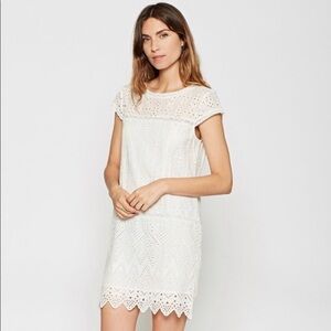 Joie Delayna Eyelet Cotton Mini Dress in Porcelain/White XS